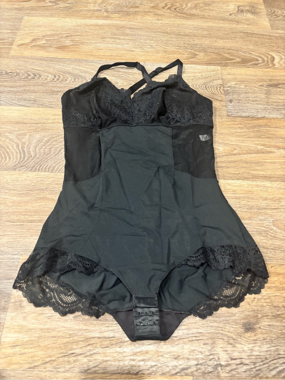 Red Hot by SPANX Lace Panty Bodysuit Black Womens XL Firm Control Shapewear